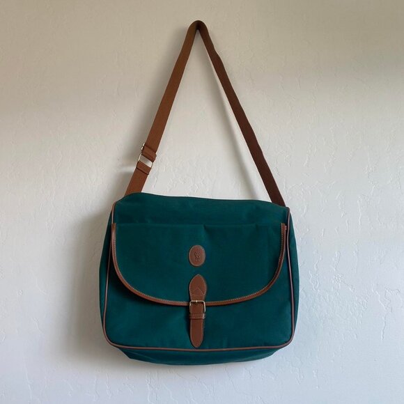 Vintage Polo Ralph Lauren Green Canvas Messenger Bag - Picture 3 of 6